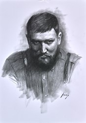 David of Har Barber Study by Vincent Kamp - Original Drawing on Mounted Paper sized 12x17 inches. Available from Whitewall Galleries