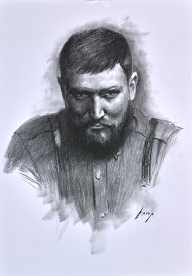 David of Har Barber Study by Vincent Kamp - Original Drawing on Mounted Paper